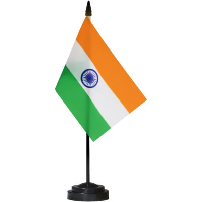 India Deluxe Desk Flag Set - 6 x 4 Inch