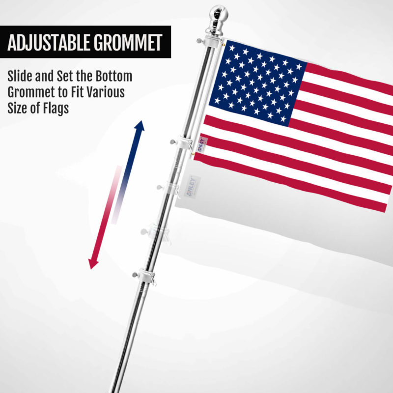 6 FT Stainless Wall Mount Flagpole with Tangle Free Rotating Rings - Image 3