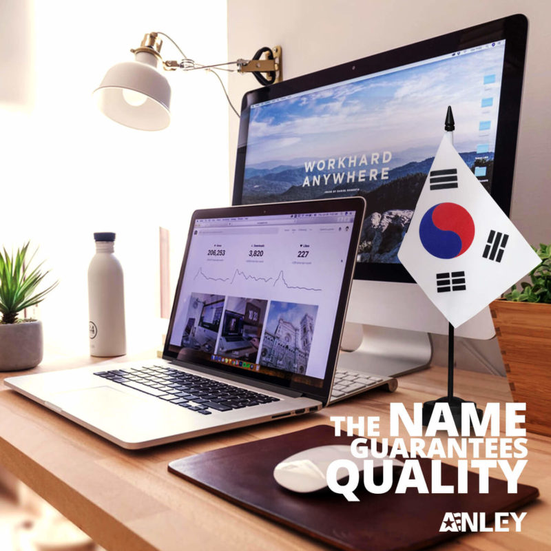 Korea Deluxe Desk Flag Set - 6 x 4 Inch - Image 2