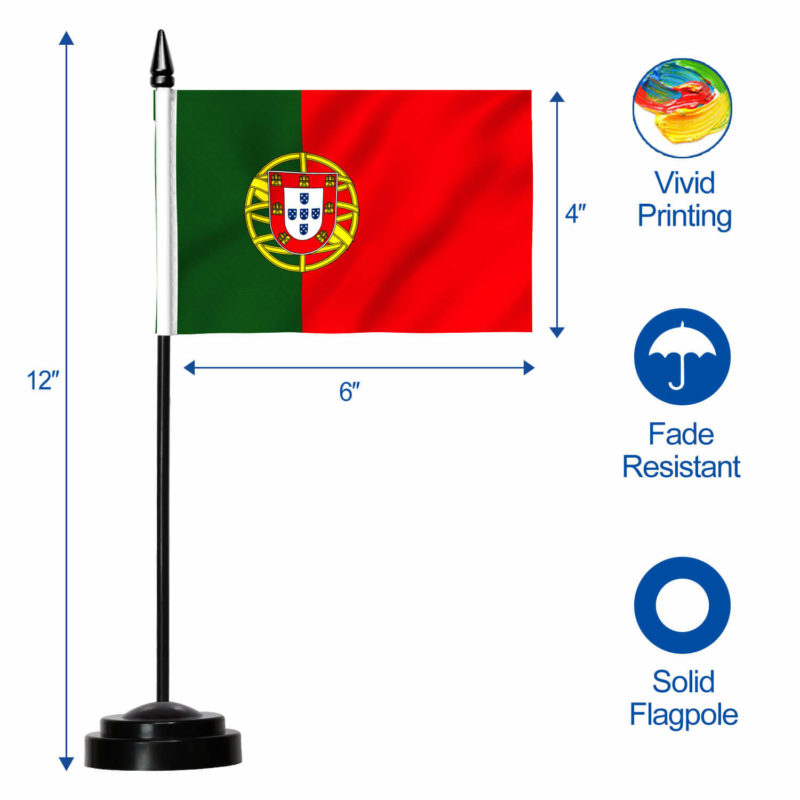 Portugal Deluxe Desk Flag Set - 6 x 4 Inch - Image 7