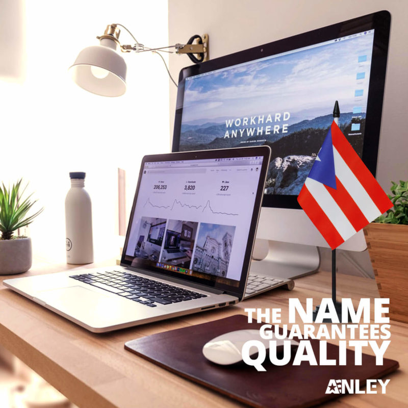 Puerto Rico Deluxe Desk Flag Set - 6 x 4 Inch - Image 2