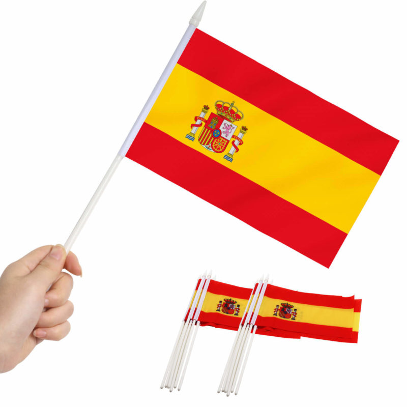 Spain Stick Flags 5x8 inch (Pack of 12)