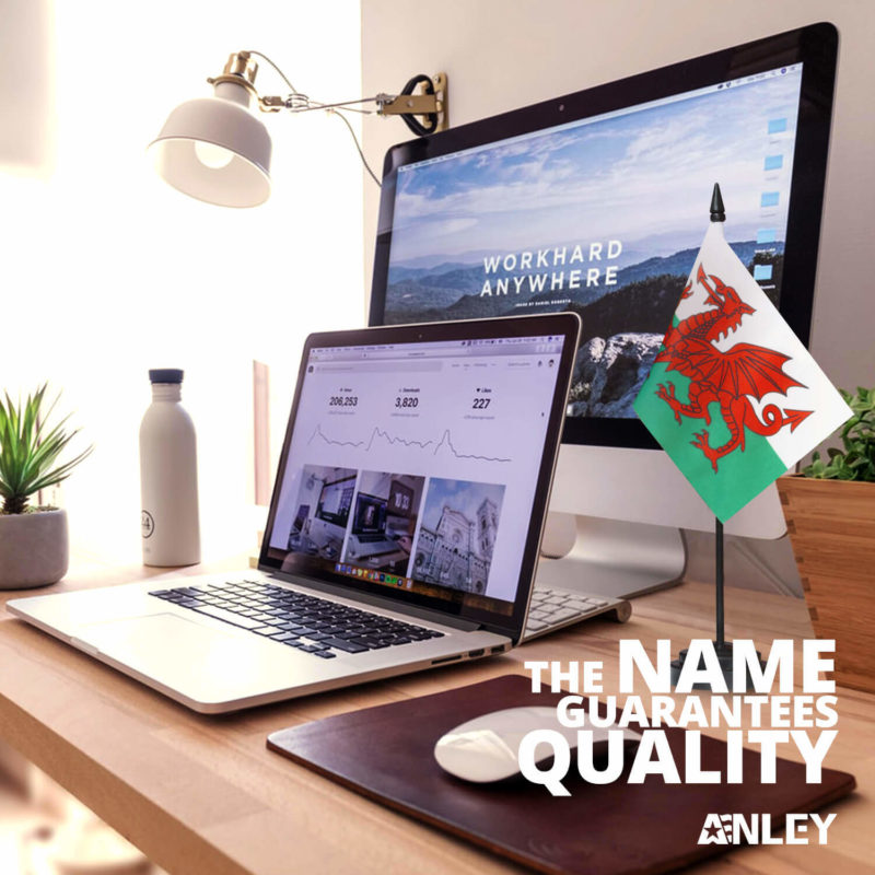 Wales Deluxe Desk Flag Set - 6 x 4 Inch - Image 2