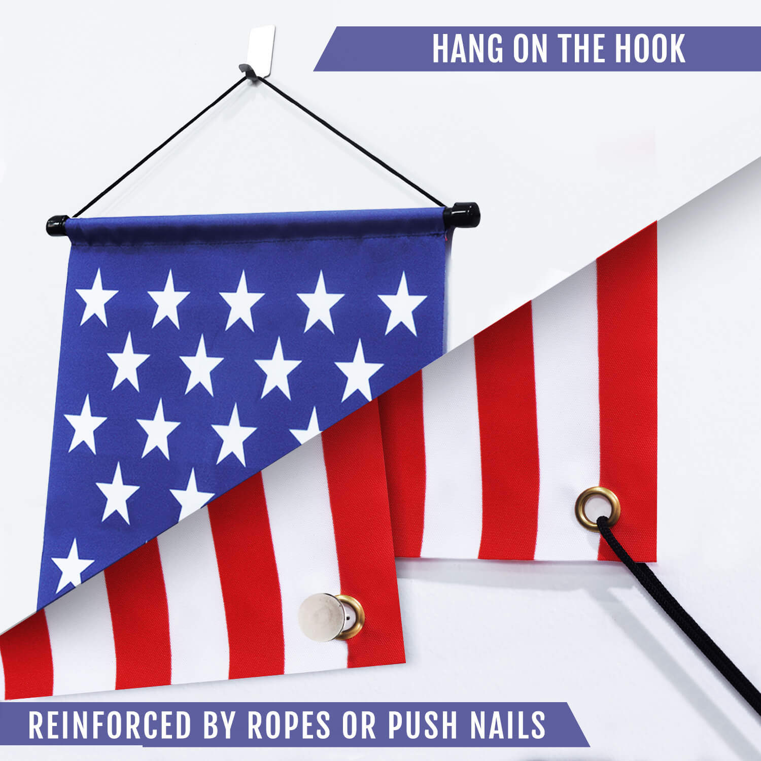 American Flag PullDown Door Banners Porch Signs (2 Pieces) Anley Flags