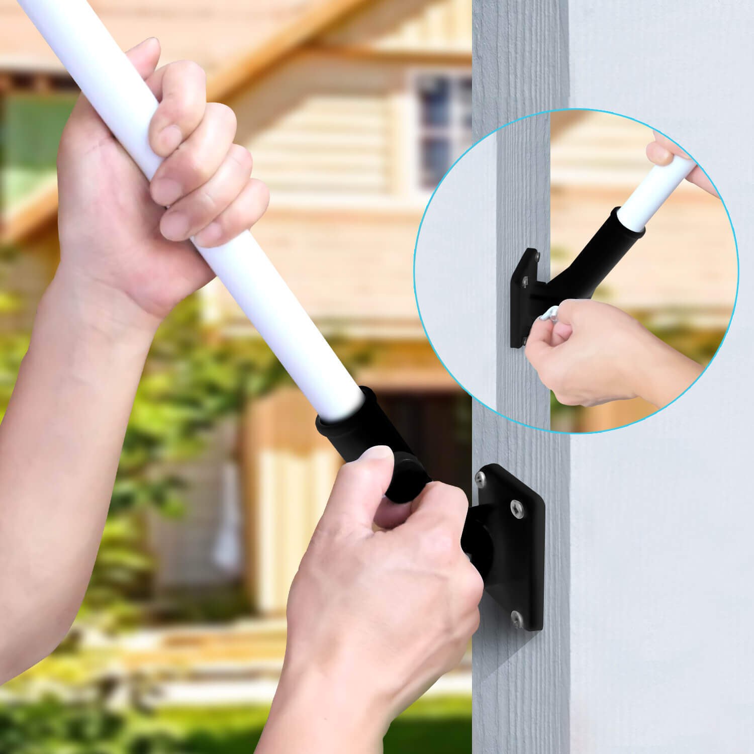 Multi-Position Flag Pole Mounting Bracket with Hardwares (black
