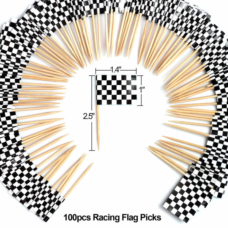 Checkered Toothpick Flag Cupcakes Toppers (100 pcs) - Image 2