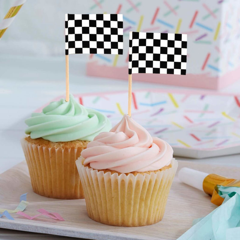 Checkered Toothpick Flag Cupcakes Toppers (100 pcs) - Image 6