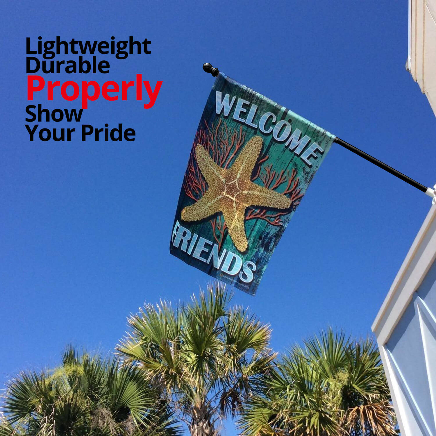 56" Pine Wooden House Flag Pole - for Sleeve House Flags (28" x 40