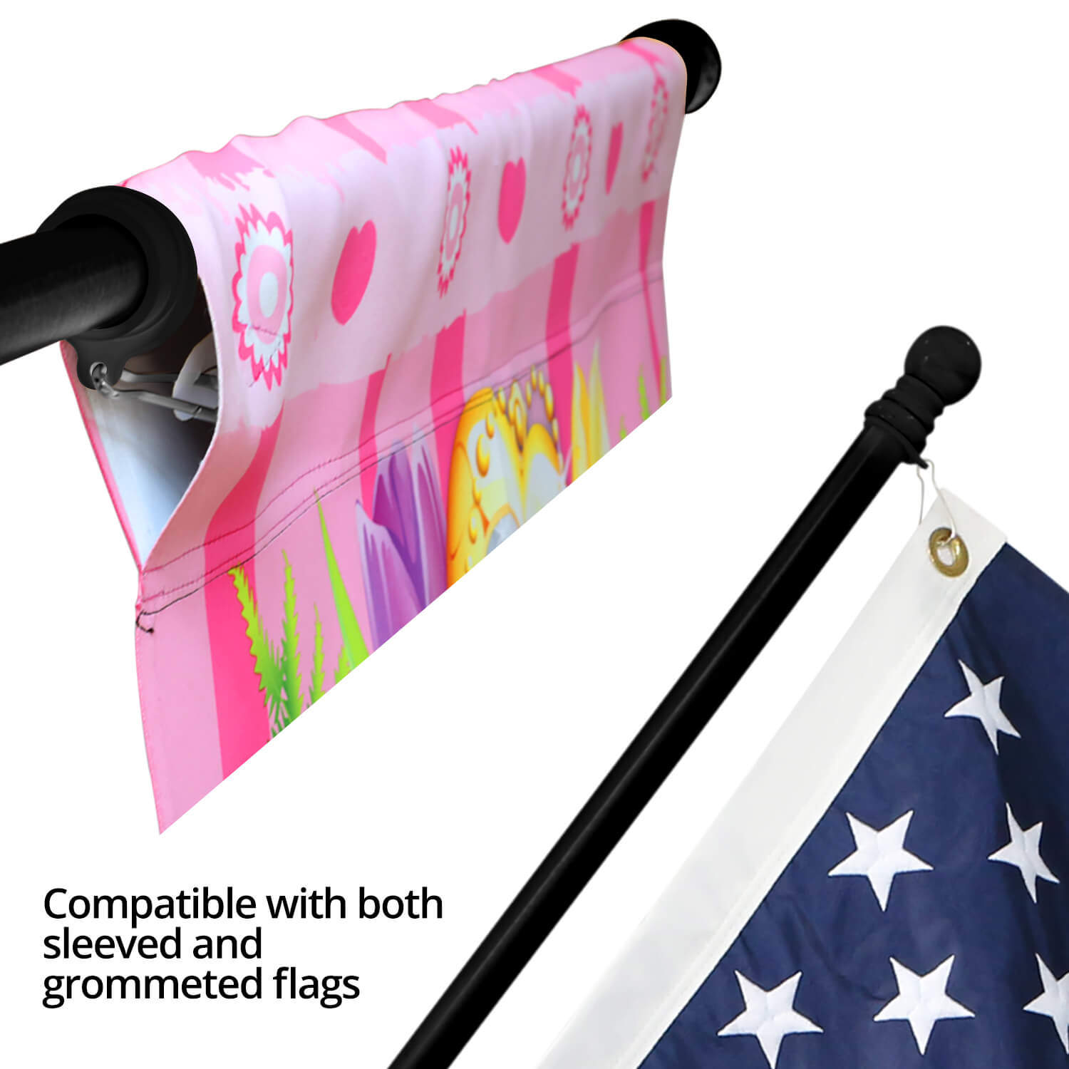 56" Pine Wooden House Flag Pole for Sleeve House Flags (28" x 40