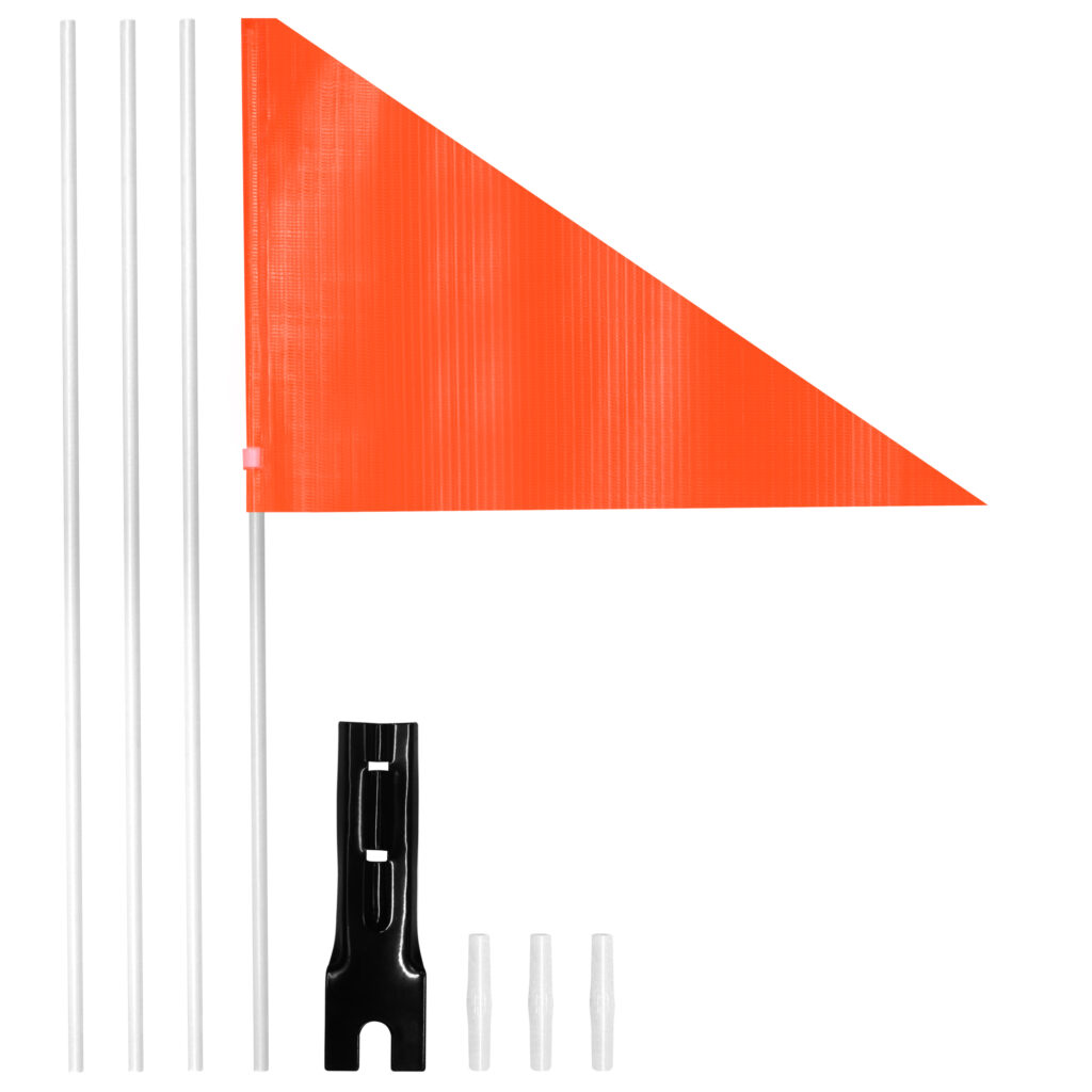 6Ft Bike Safety Flag with Fiberglass Pole & Mounting Bracket (Orange