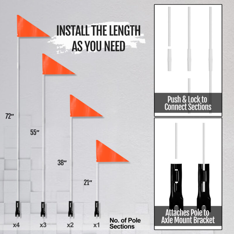 6Ft Bike Safety Flag with Fiberglass Pole Mounting Bracket - Image 3