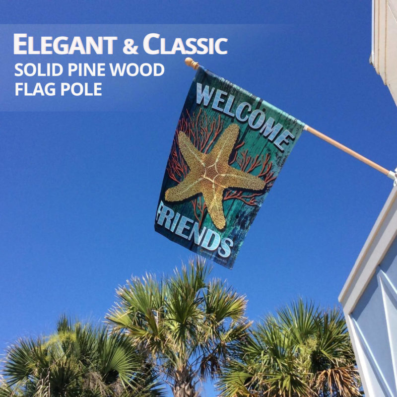 60" Solid Pine Wooden House Flagpole (0.9" Dia.) - Image 2