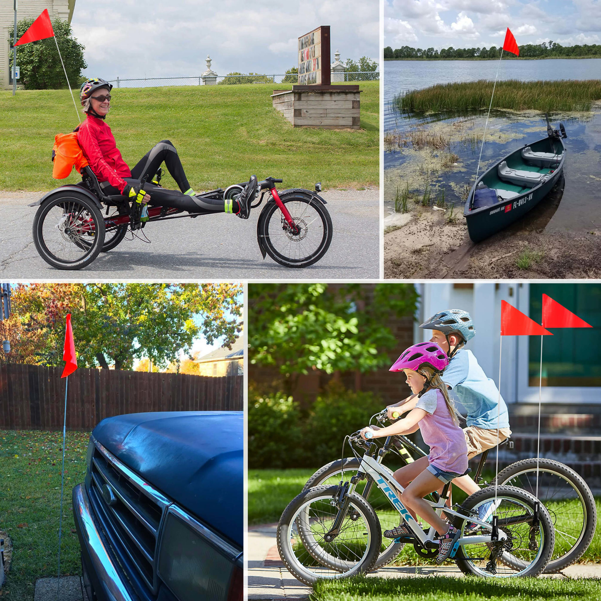 6Ft Bike Safety Flag with Fiberglass Pole & Mounting Bracket (Orange