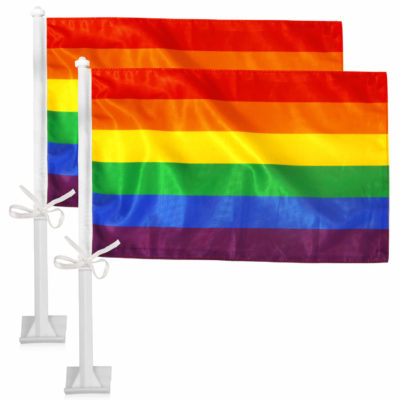Rainbow Pride Car Window Flags (2 Pack) - 17" x 11"