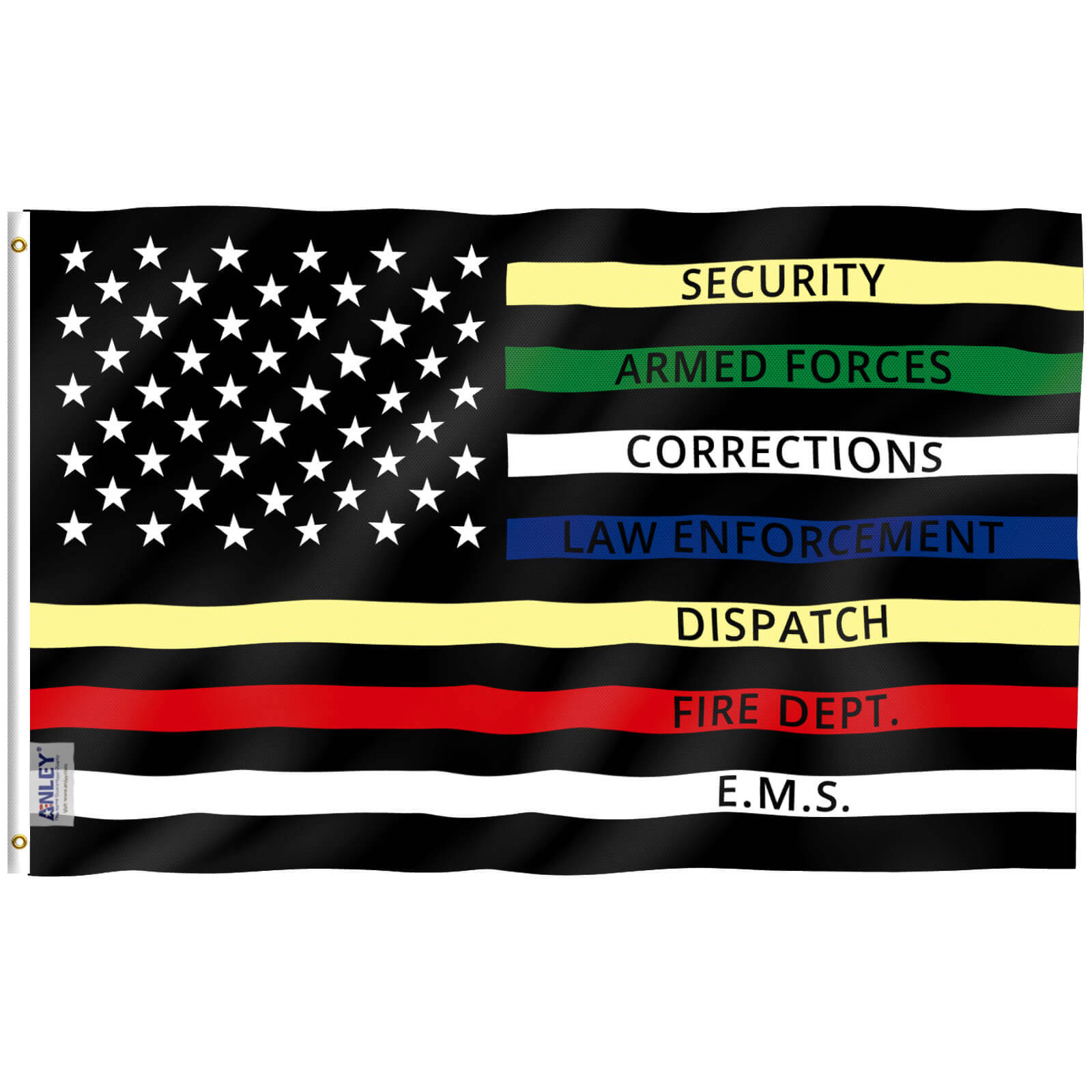 American Thin Multi Line Flag 3x5 USA Support Police First Responders Blue Line 