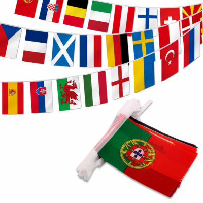 2020 European Cup Football Championship 24 Countries 25 Feet String Flags (5.5x8 Inch)