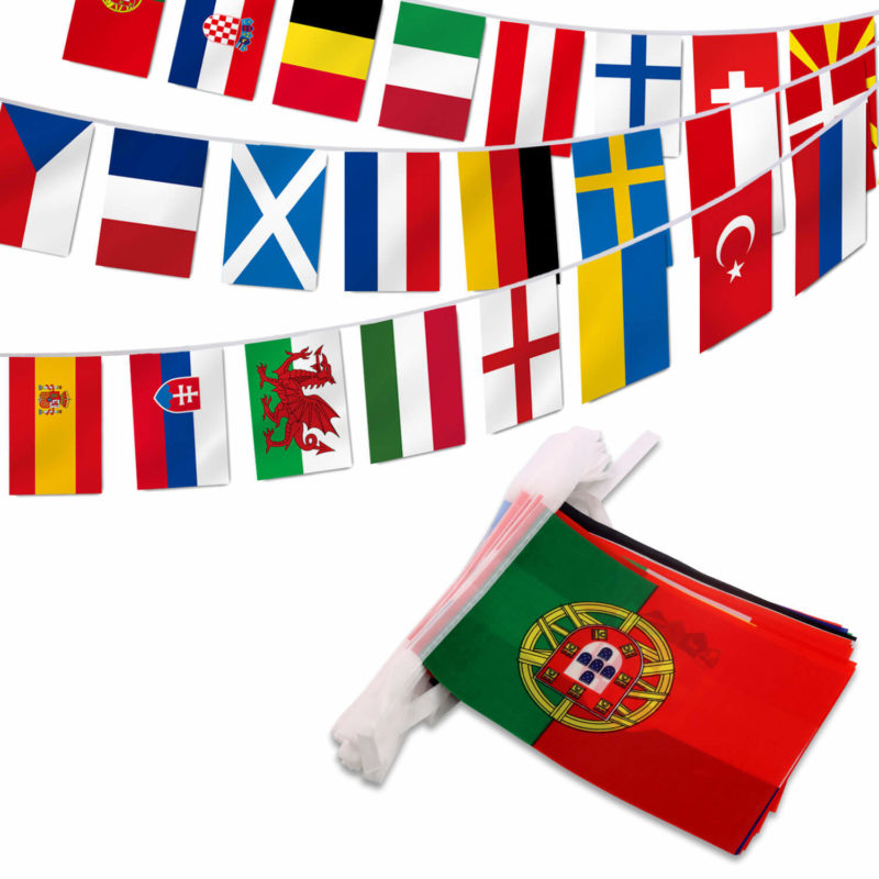 2020 European Cup Football Championship 24 Countries 25 Feet String Flags (5.5x8 Inch)