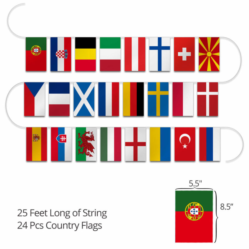 2020 European Cup Football Championship 24 Countries 25 Feet String Flags (5.5x8 Inch) - Image 3