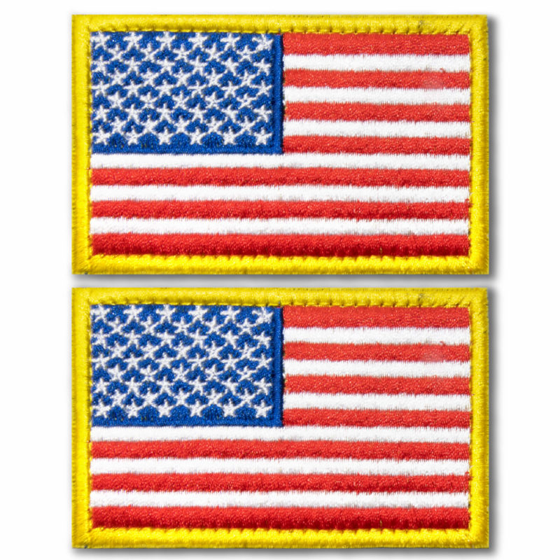 Tactical USA Flag Embroidered Patches (2 Pack) - 2"x 3"