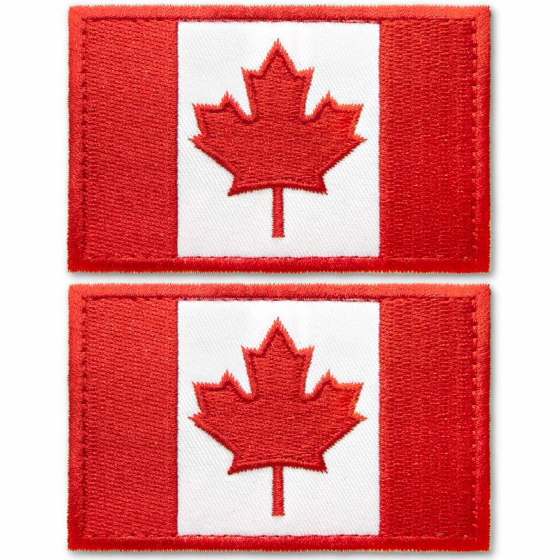 Tactical Canada Flag Embroidered Patches (2 Pack) - 2"x 3"