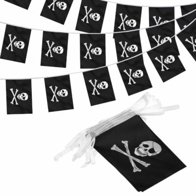 Pirate Flag Jolly Roger String Flags Pennant Banners 33 Feet 32 Flags (5.5x8 Inch)