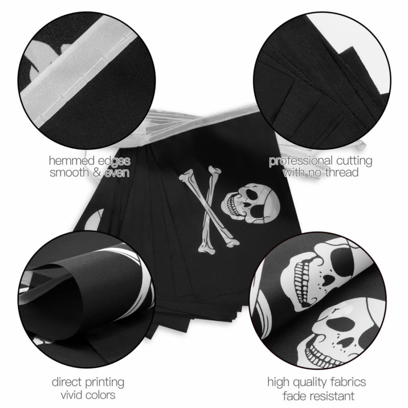Pirate Flag Jolly Roger String Flags Pennant Banners 33 Feet 32 Flags (5.5x8 Inch) - Image 2
