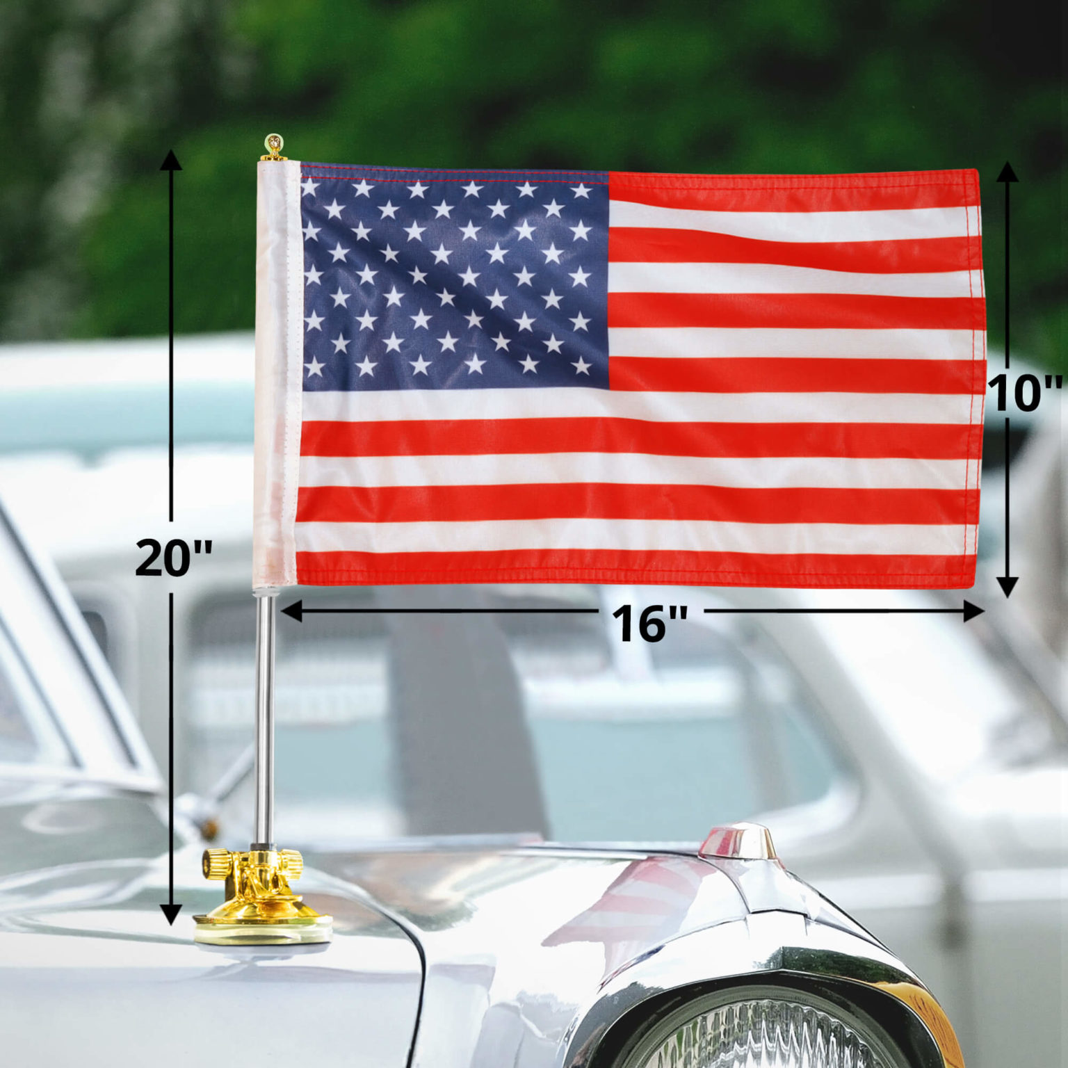 Diplomat USA Car Flag & Flagpole with Air Suction Mount Anley Flags
