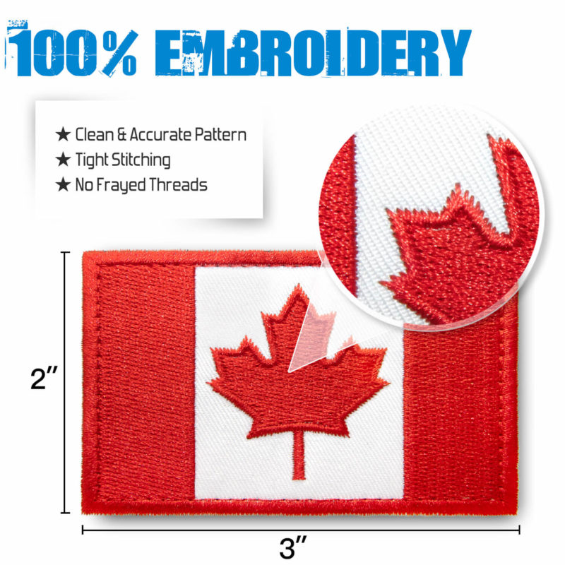 Tactical Canada Flag Embroidered Patches (2 Pack) - 2"x 3" - Image 3