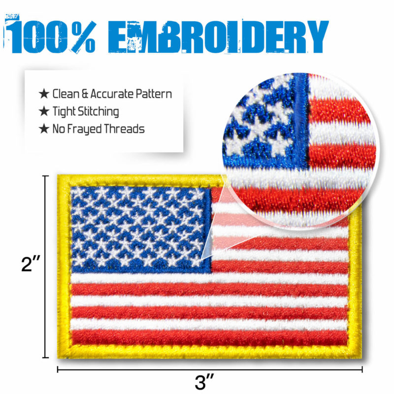 Tactical USA Flag Embroidered Patches (2 Pack) - 2"x 3" - Image 2