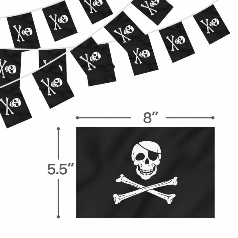 Pirate Flag Jolly Roger String Flags Pennant Banners 33 Feet 32 Flags (5.5x8 Inch) - Image 3