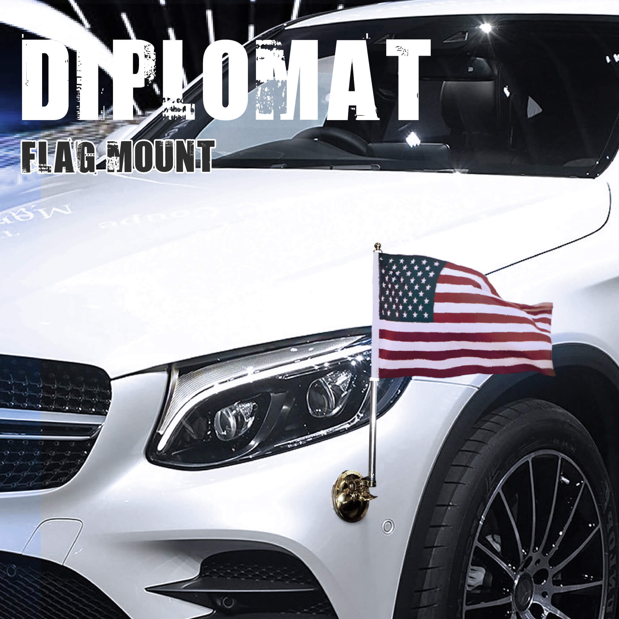 Anley Diplomat USA Car Flag & Flagpole with Air Suction Mount Anley Flags