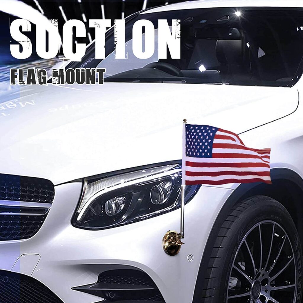 Diplomat USA Car Flag & Flagpole with Air Suction Mount Anley Flags