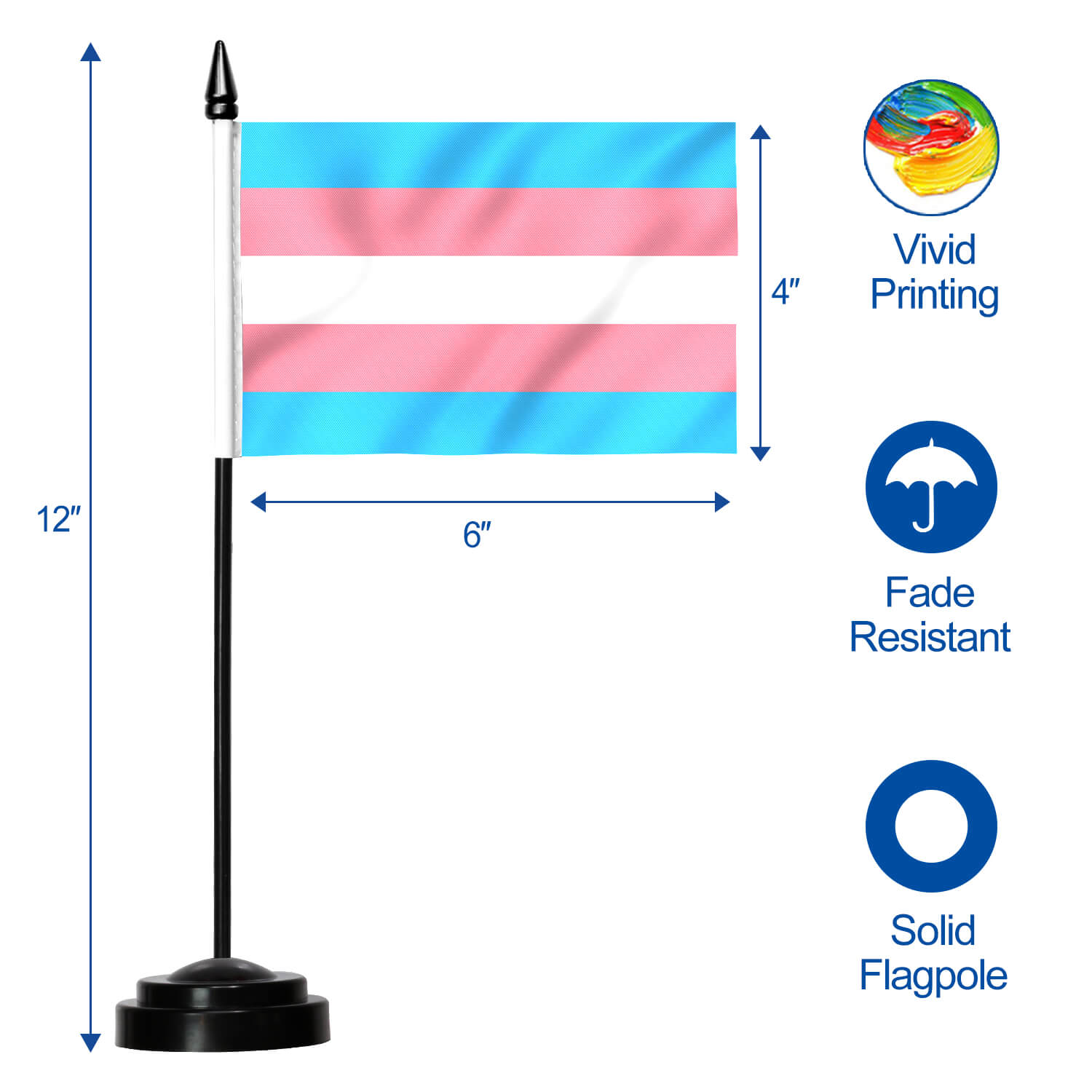 Transgender Deluxe Desk Flag Set - 6 x 4 Inch - Image 7