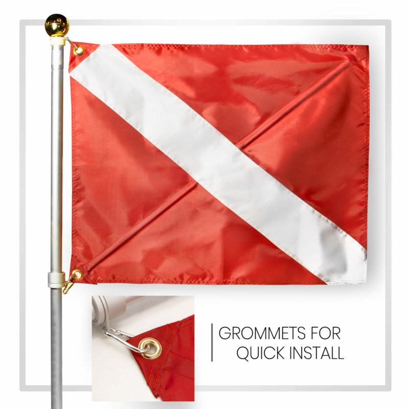 Diver Down Warning Flag with Removable Stiffening Pole 20 x 24 Inch - Image 4