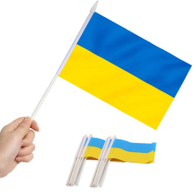 Ukraine Stick Flags 5x8 inch (Pack of 12)