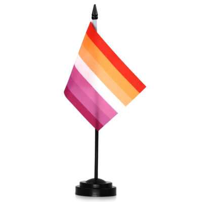Sunset Lesbian Pride Deluxe Desk Flag Set - 6 x 4 Inch