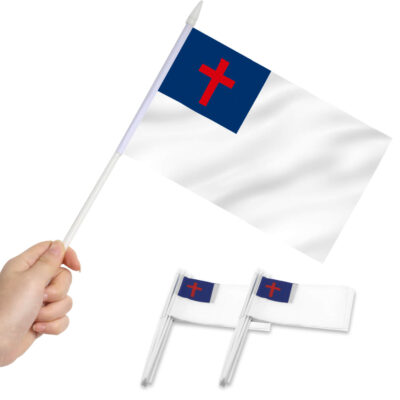 Christian Stick Flags 5x8 inch (Pack of 12)