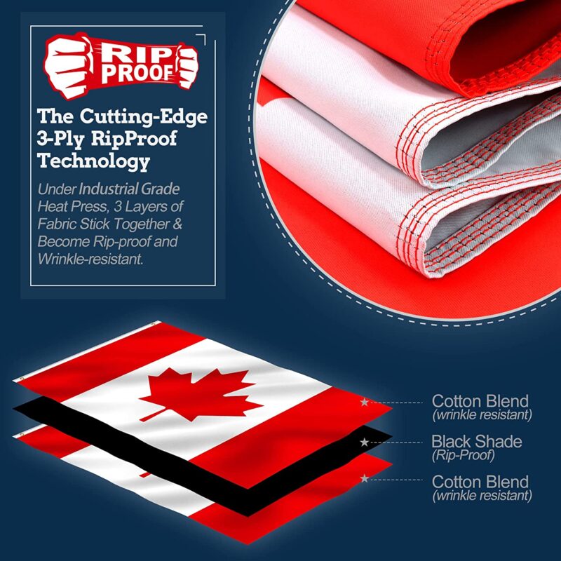 Rip-Proof Technology Double Sided 3-Ply Canada Flag 3x5 Foot - Image 2