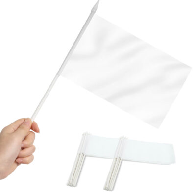 Solid White Stick Flags 5x8 inch (Pack of 12)