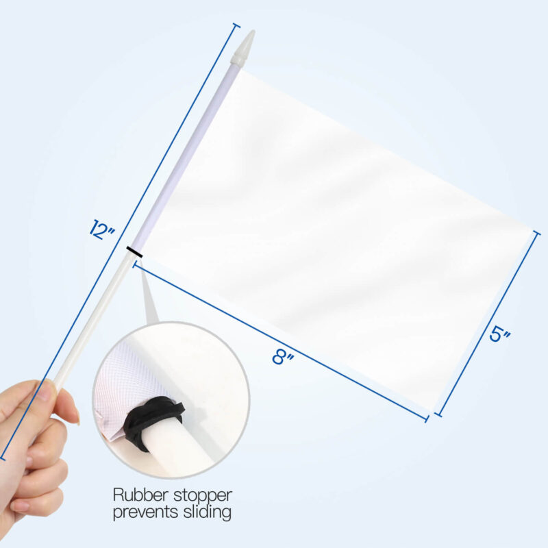 Solid White Stick Flags 5x8 inch (Pack of 12) - Image 4