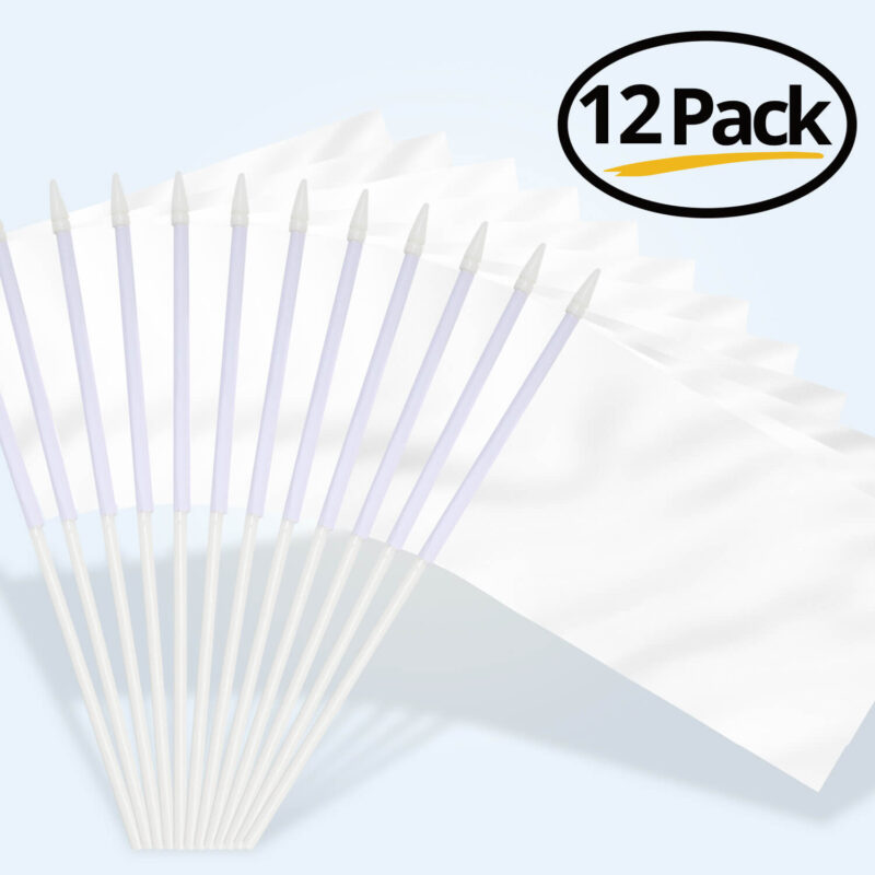 Solid White Stick Flags 5x8 inch (Pack of 12) - Image 6