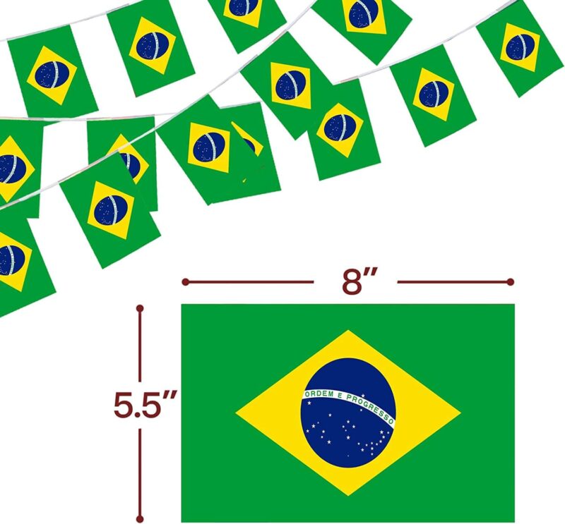 Brazil String Flags Pennant Banners 33 Feet 38 Flags (5.5x8 Inch) - Image 3
