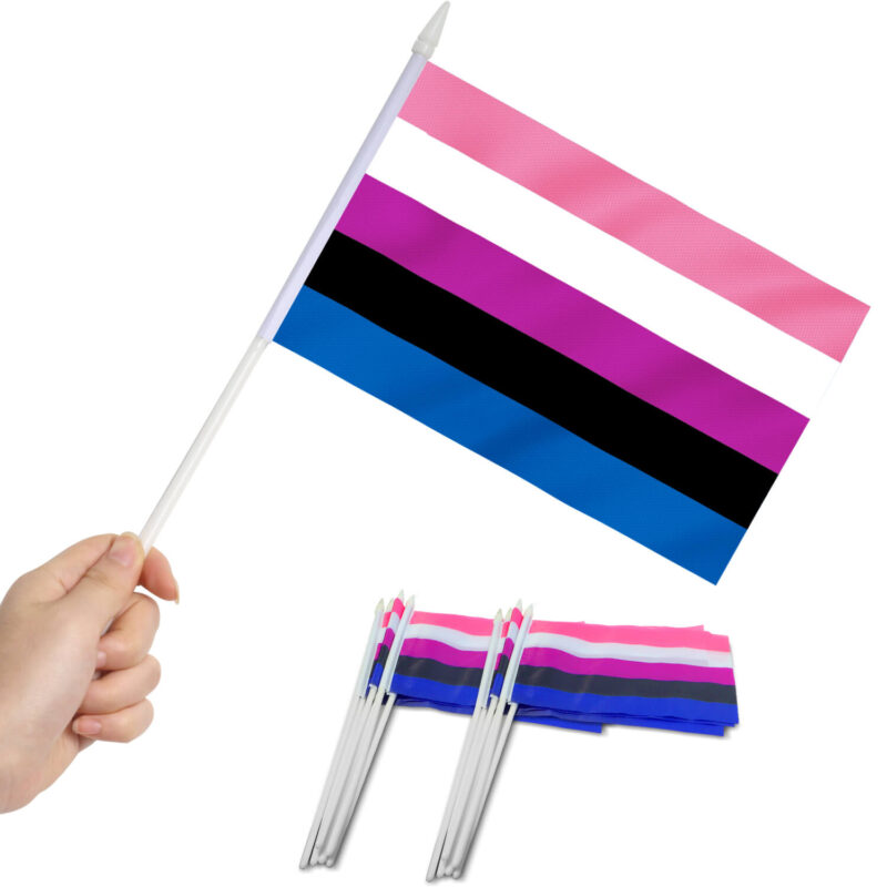 Genderfluid Rainbow LGBT Stick Flags 5x8 inch (Pack of 12)