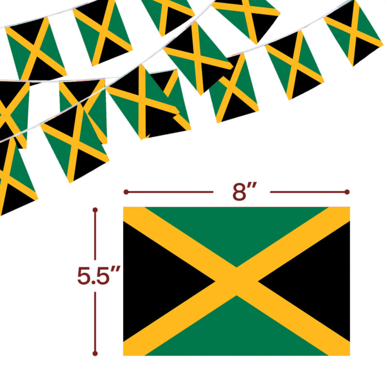 Jamaica String Flags Pennant Banners 33 Feet 38 Flags (5.5x8 Inch) - Image 3