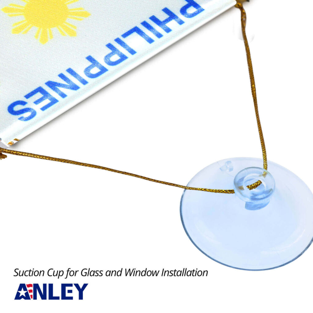 Liberia Car Window Flag With Suction Cup - Fringed Rear View Mirror Hanging Decor