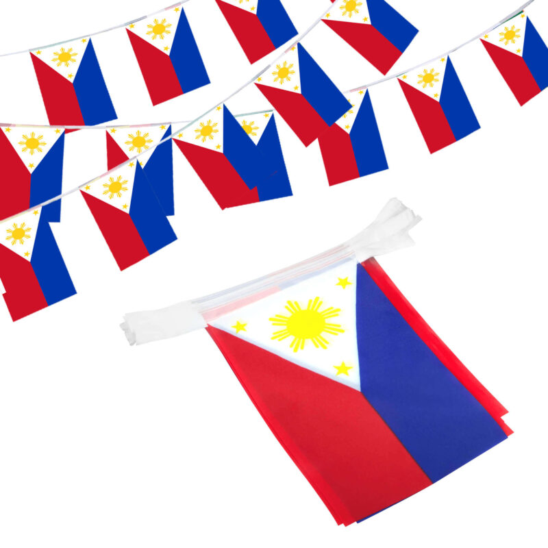 Philippines String Flags Pennant Banners 33 Feet 38 Flags (5.5x8 Inch)