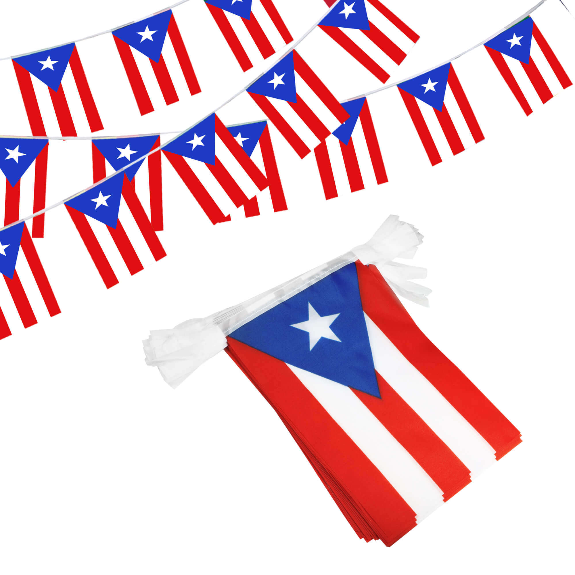 Puerto Rico String Flags Pennant Banners 33 Feet 38 Flags (5.5x8 Inch)