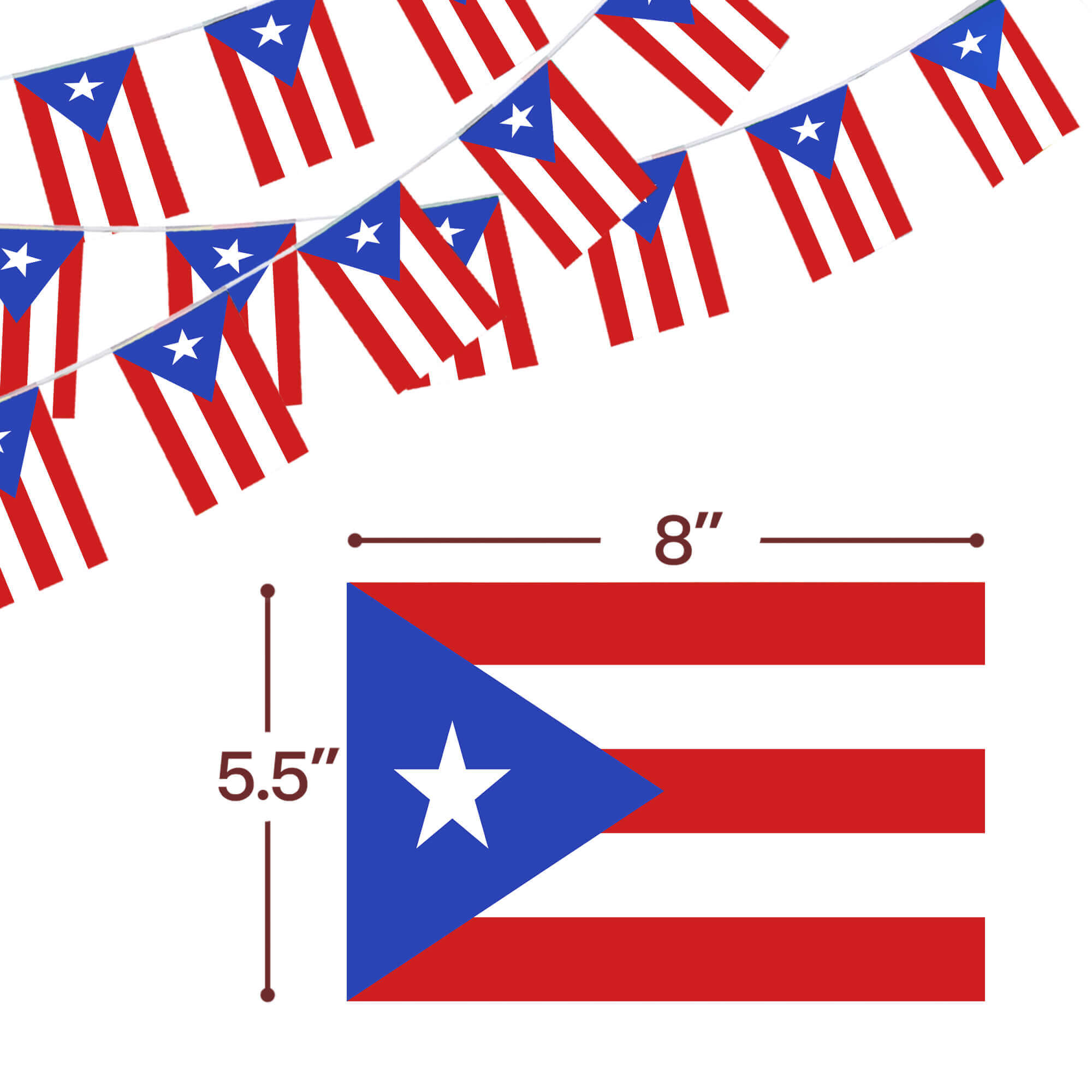 Puerto Rico String Flags Pennant Banners 33 Feet 38 Flags (5.5x8 Inch) - Image 3