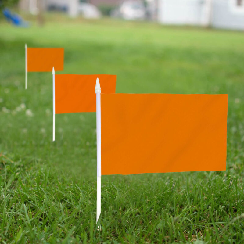 Solid Orange Stick Flags