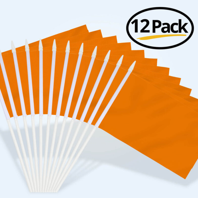 Solid Orange Stick Flags